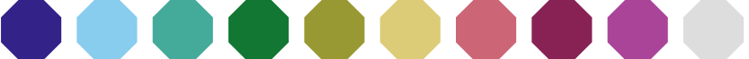 10 muted colored dots in a row