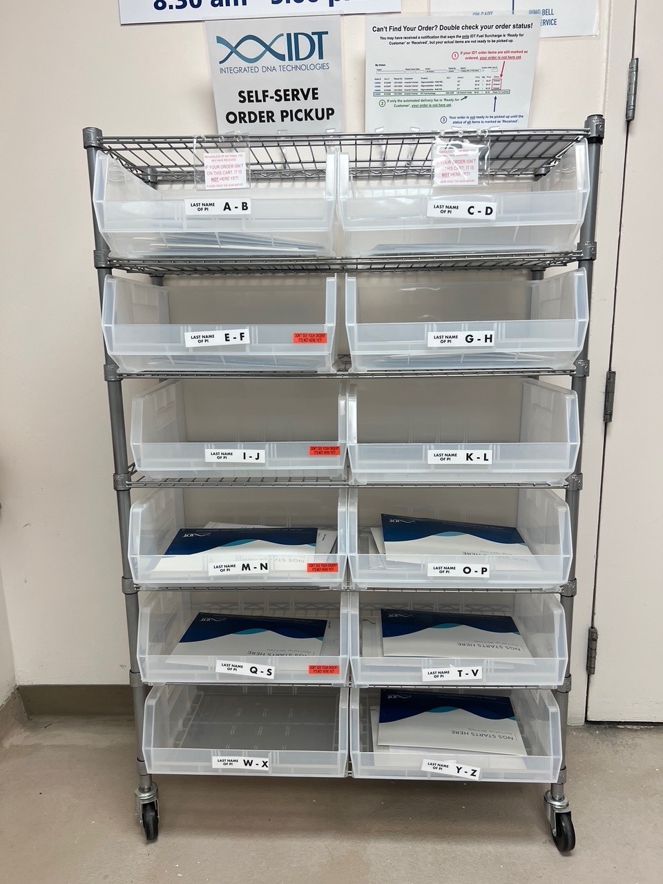 Rack of DNA samples ready for pickup