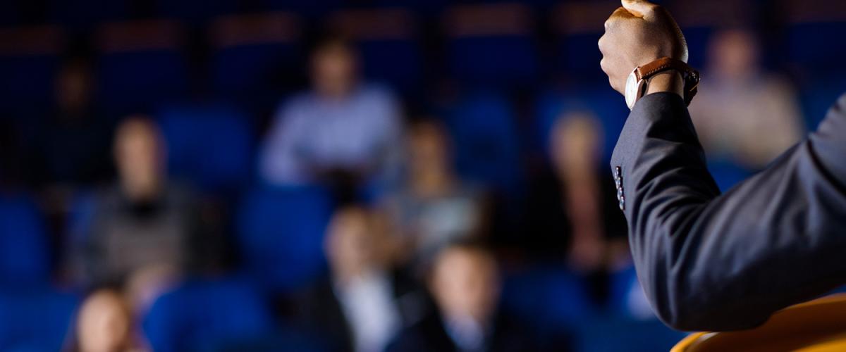 Man giving talk to audience